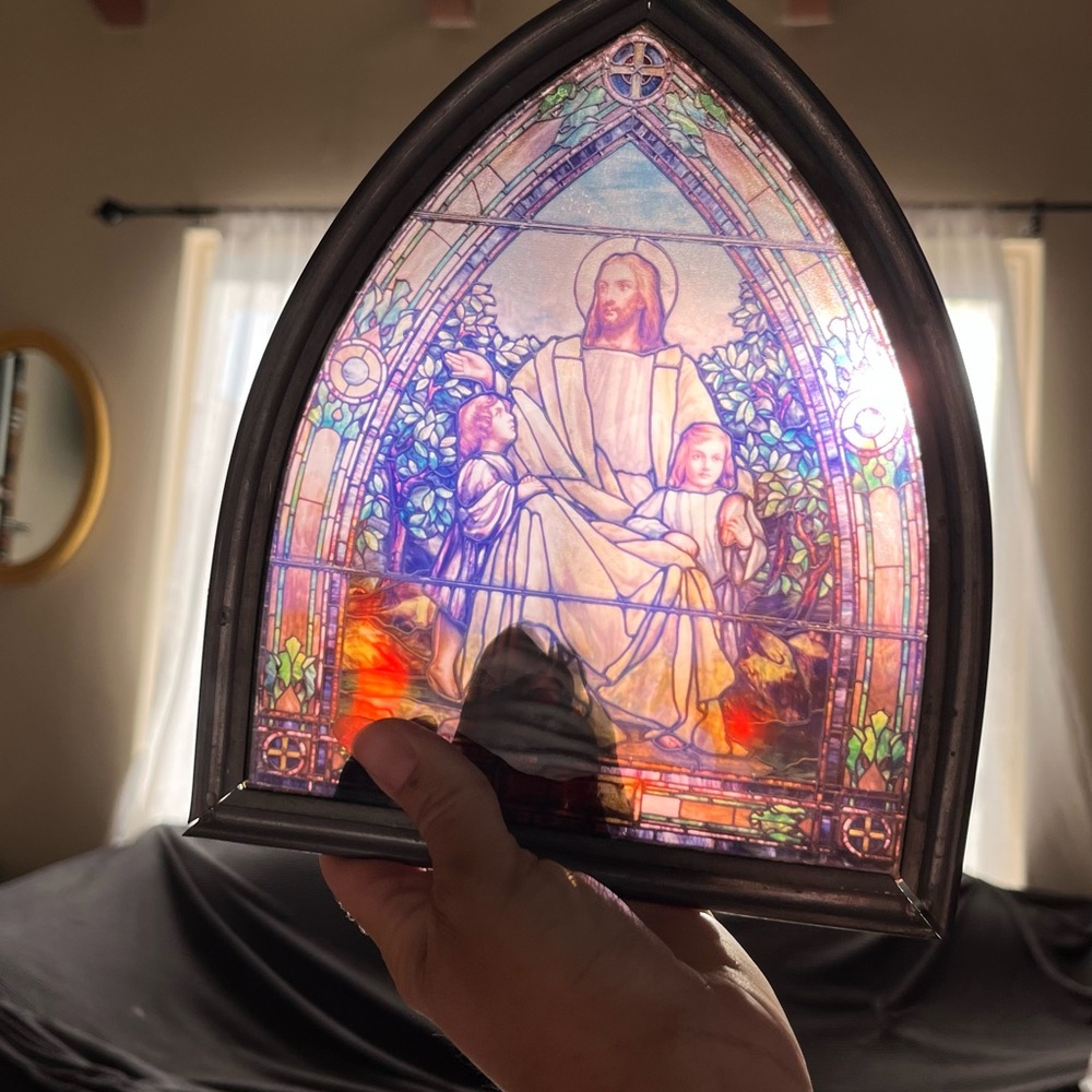 Stained Glass Art with Religious Motif